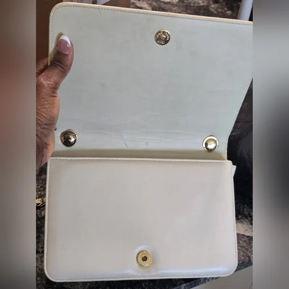 Chanel Leather Crossbody Bag Women 7x10 White Gold - Picture 12 of 15